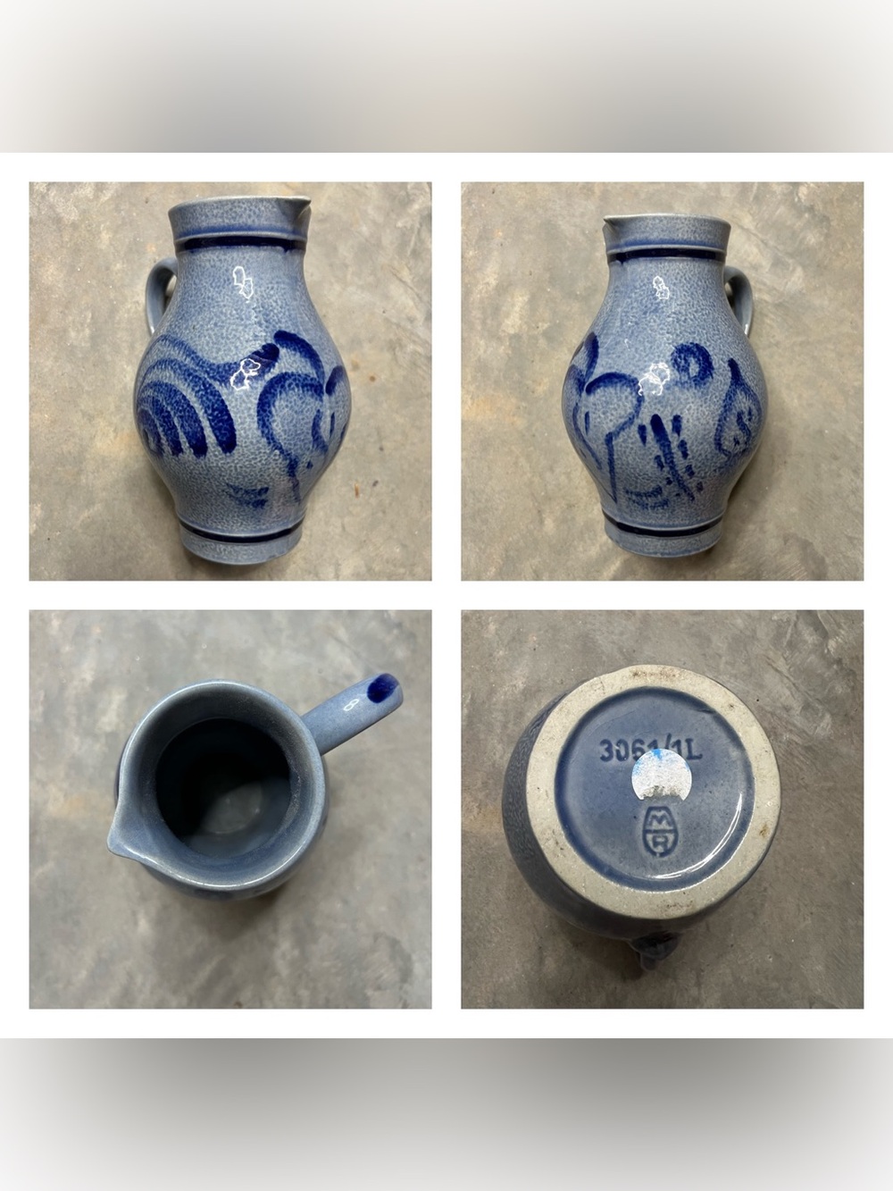 Vintage Marzi & Remy German Salt Glaze Stoneware Pitcher